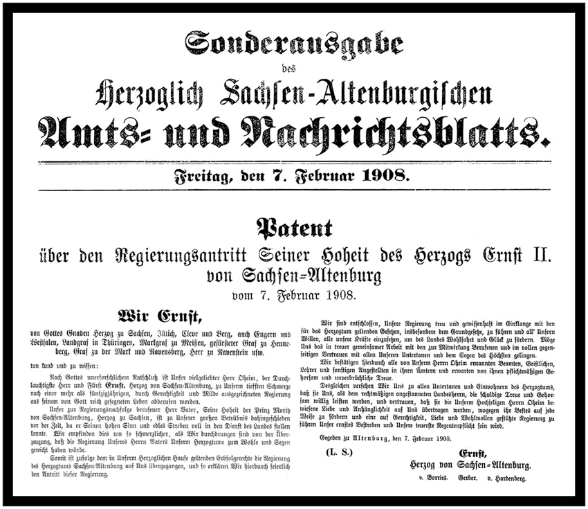 Herzog Ernst II. - Regierungsantritt
